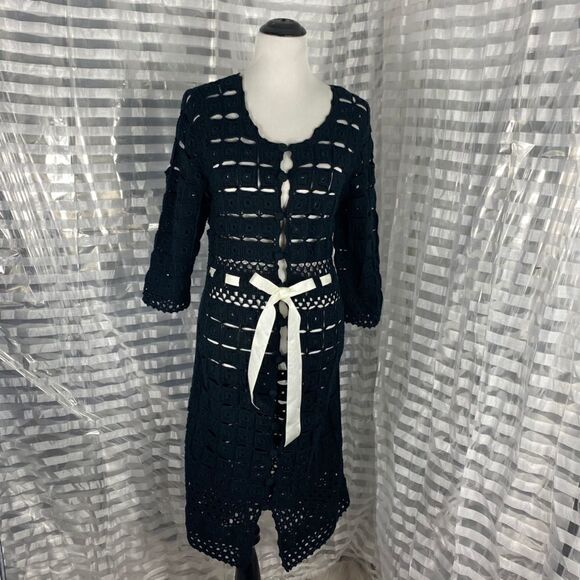 Gaby & Eden Black Crochet Button Up Dress - Picture 1 of 8
